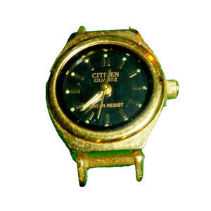 Citizen Women's Watch 5930 Quartz Black Dial 21mm Petite Gold Tone Steel